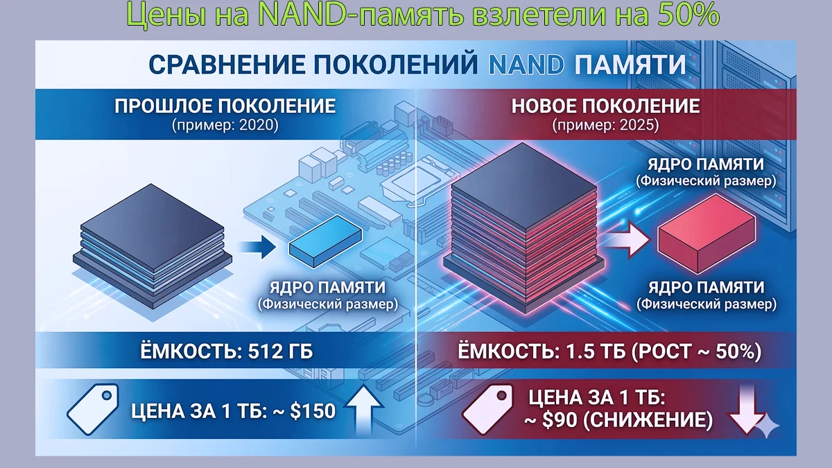 сравнение цен на память за последние 5 лет с 2020 по 2025