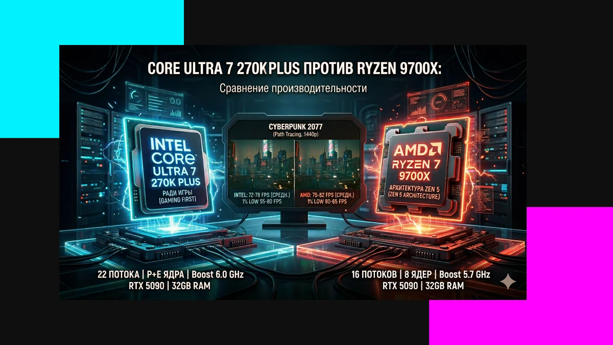 ryzen 9700x vs core ultra 7 2700K сравнение производительности CPU